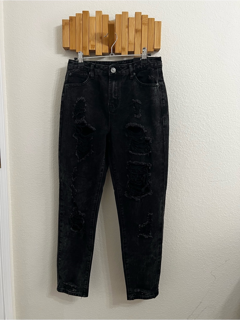 Fashion Nova Black Distressed Boyfriend Jeans